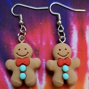 Handmade Gingerbread Man Earrings
